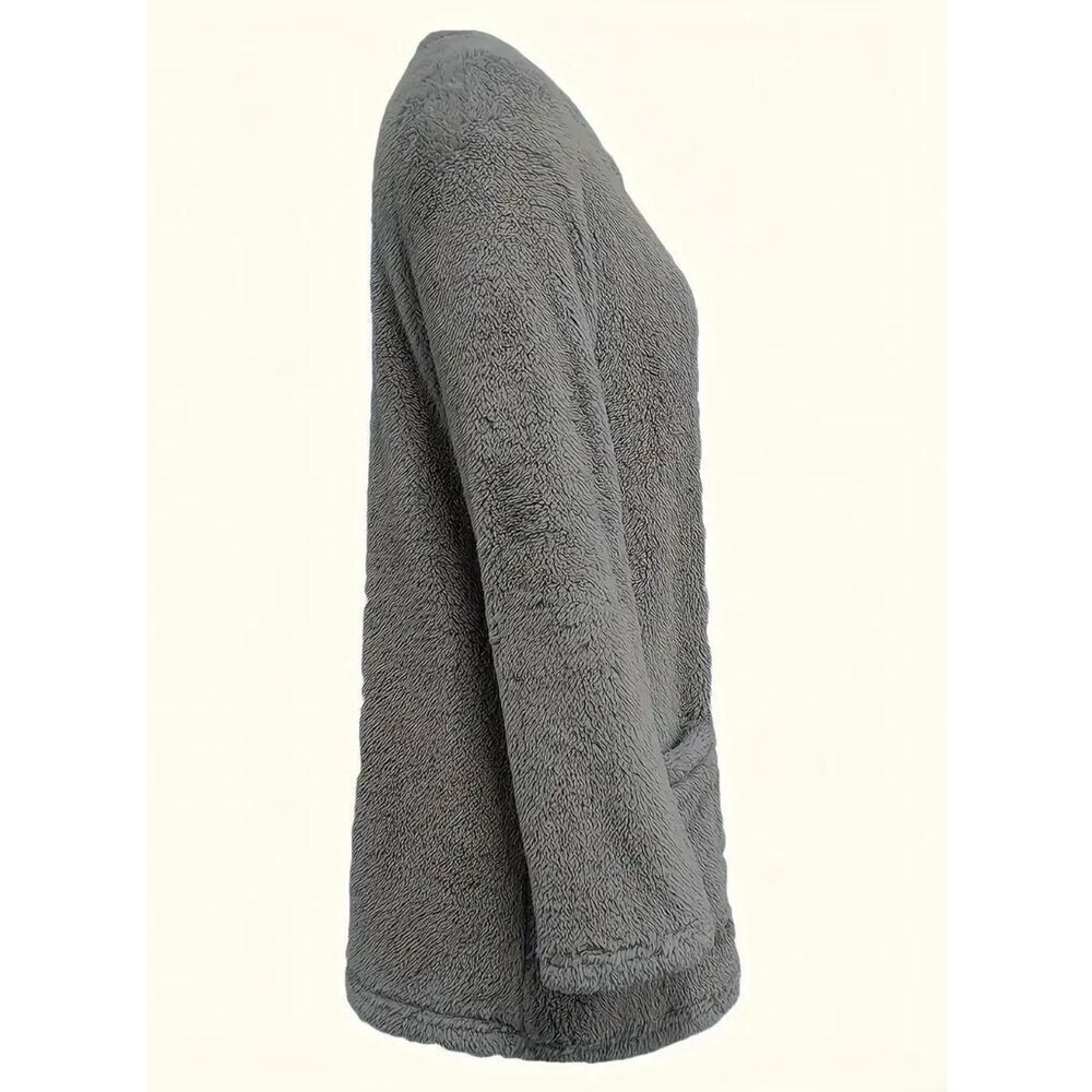 NWT Gorgeous XXL Grey Super Soft & Cozy Sherpa Teddy Pullover Sweatshirt - Picture 9 of 11